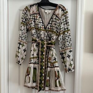 CLEOBELLA- Art Deco Emory mini dress with tie sash. Size XS.